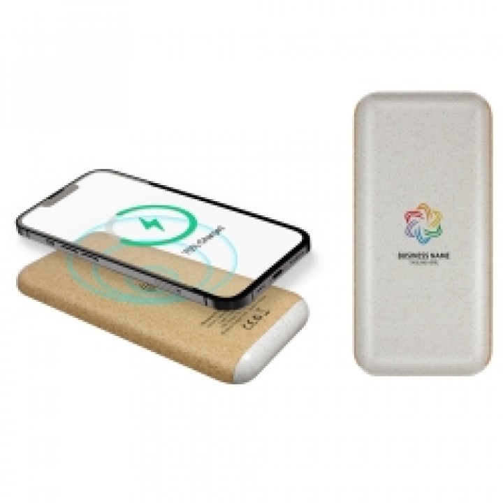 Naturel Dönüştürülebilir Hammaddeli 10000 mAh Kablosuz Powerbank 5W Promosyon
